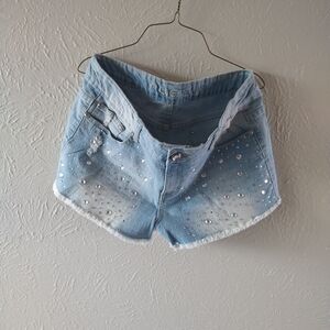 Stylish Rue21 Light Blue Denim Shorts with Rhinestone Accents